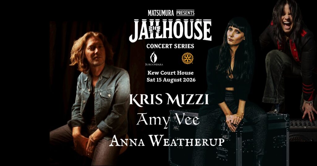 Jailhouse Concert featuring Kris Mizzi, Amy Vee & Anna Weatherup poster.